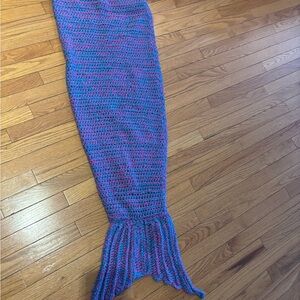 Handmade Crochet Mermaid Tail Blanket - Blue & Pink